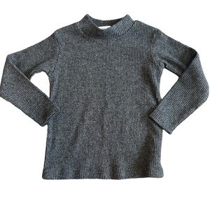 Zara Toddler Fuzzy Rib Knit Mock Neck Long Sleeve Charcoal Grey Top